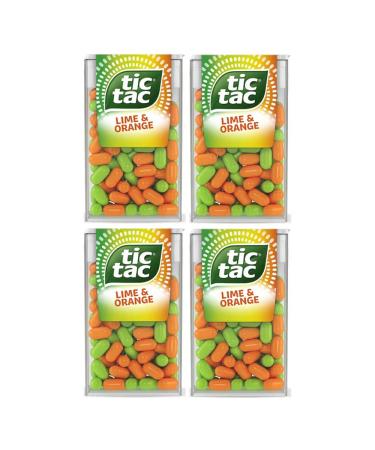 4 x Lime & Orange Tic Tac Mint Sweets For Little Moments of Refreshment - Sold By VR Angel Lime & Orange 4 Count (Pack of 1)
