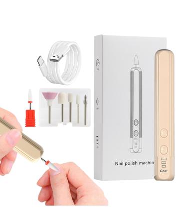 Electric Filer for Nail Electric Polishing Set with Nail Drill | Compact Portable Design Electric Filer Hand Foot Care Tool for Nail Grind Trim Polish Khaki English Version