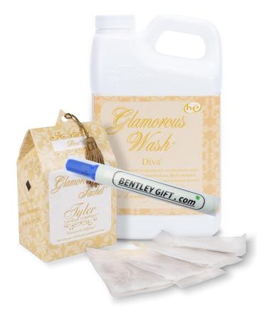 Tyler Candle Glamorous Wash Diva Laundry Detergent 128oz w/Diva Sachets Bundle Autoglam Bentley Stain Remover Pen