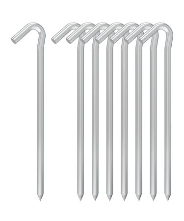 9 Inches 8 Pack Heavy Duty Tent Stakes, Metal Ground Stakes for Camping, Garden or Inflatable, Galvanized Steel Pegs for Yard and Outdoor Decorations 9'' x 8 pcs