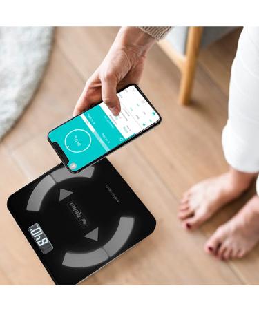 RHINO Smart Scale - High Precision Bluetooth Body Weight Scale for Fat, Muscle, BMI - 400lb Capacity - Fitdays App Compatible - iOS & Android - 14 Body Indicators - Black - Buy Online on GoSupps.com