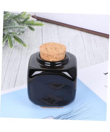 Gogogmee Medicine Cup Liquid Powder Container Clear Ceramic Storage Bottle Dappen Empty Mini Jars with Lids Cerace Manicure Bottle Wooden Cap Cork Art Small Bamboo Porcelain Cup Travel Nail 7.50X5.50X5.50CM Black - Buy Online on GoSupps.com