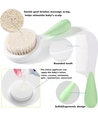 Mocarheri Baby Hair Brush and Comb Set - Soft Goat Bristle Hair Brush, Bath Sponge, and Baby Comb for Newborns & Toddlers (3 Piece) - Buy Online on GoSupps.com