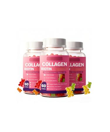 Biotine et collag ne pour cheveux peau et ongles 60 pi ces avec 2000 mg de collag ne acide hyaluronique et k ratine sans sucre v g talien sans OGM 3PCS