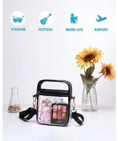 Clear Crossbody Stadium Bag - Adjustable Shoulder Strap - Black - Stadium Approved - Buy Online on GoSupps.com