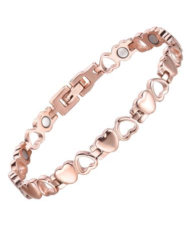 BioMag Magnetic Bracelets for Women Titanium Steel with Strong Magnets Heart-Shaped Bracelet (Rose Gold)