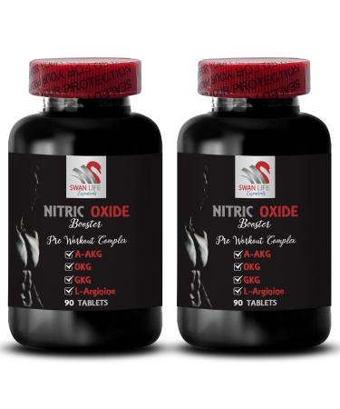 AKG supplement organic - NITRIC OXIDE BOOSTER - Fitness support Training boost Endurance training L-arginine supplement Nitric oxide Exercise strength Power boost Recovery 2 Bottle 180 Tablets