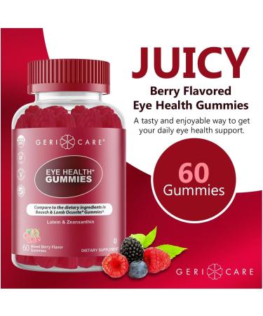 GeriCare Eye Support Gummies Daily Lutein & Zeaxanthin Supplement for Vision Health Naturally Sourced Plant-Based Non-GMO Gluten-Free 60 Chewable Mixed Berry Gummies 60 Count (Pack of 1) - Buy Online on GoSupps.com