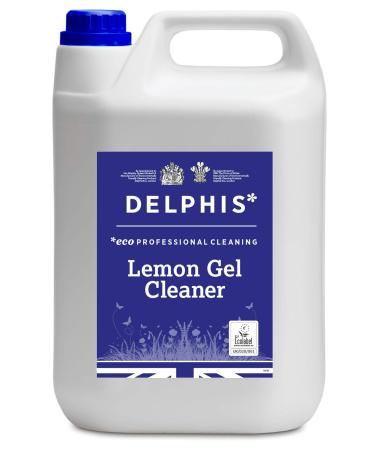 Delphis Eco Commercial Lemon Gel Cleaner Concentrate 5ltr | Plant-based eco-friendly EU Ecolabel Accredited | Multi-Purpose Cleaner & Degreaser for Floors Walls & Tiles