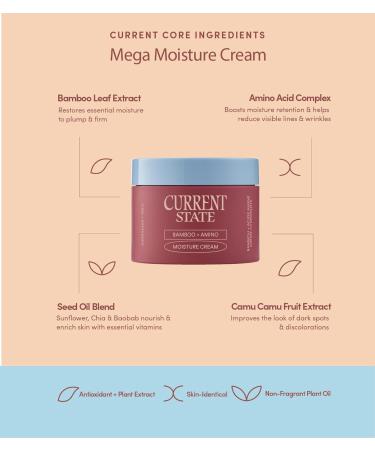 CURRENT STATE Bamboo + Amino Mega Moisturizer Face Cream - Nourishing Barrier Cream for Dry Skin 1.7 oz | Replenish & Hydrate with Plant Oils - Buy Online on GoSupps.com