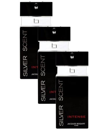 Jacques Bogart Silver Scent Intense Men Eau De Toilette Spray 3.33 Ounce (Pack of 3)