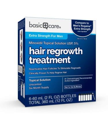 Amazon Basic Care Minoxidil Topical Solution 5% for Men - 2 Fl Oz (Pack of 6) - Hair Regrowth Treatment - Extra Strength - Buy Online on GoSupps.com