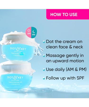 DOT & KEY 72Hr Hydrating Gel Moisturizer with Hyaluronic Acid Probiotics & Kombucha - Lightweight Face Gel for Dull Tired Skin | 60Ml - Ideal for All Skin Types - Buy Online on GoSupps.com