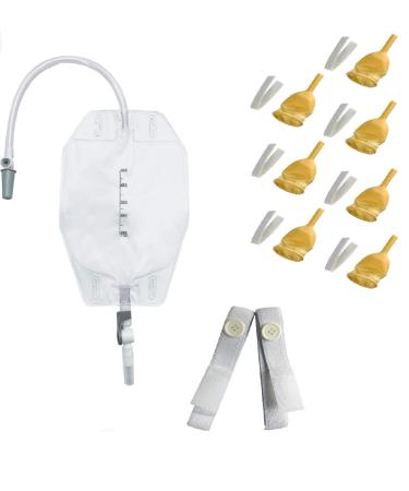 Weekly Pack Urinary Set with 500ml Urine Leg Bag 7 x 25mm Latex Male Urinary Sheath Buttoned Fabric Leg Bag Holder Strap - Safe and Durable Materials - Ideal for Patient Care Incontinence 500ml Leg Bag with 25mm Urinary Sheath