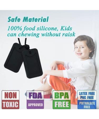 Sensory Chew Necklace for Kids and Adults - Silicone Dog Tag Pendant for Autism ADHD SPD PICA - Fidget Chewable Necklaces (Black) - Buy Online on GoSupps.com