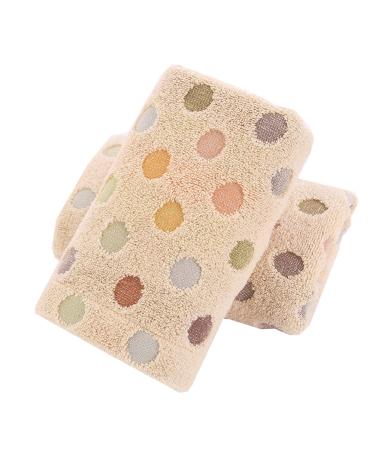 Pidada 100% Cotton Hand Towels Colorful Polka Dot Pattern Soft Absorbent Decorative Towel for Bathroom 13.4 x 30 Inch Set of 2 (Brown) 2 Brown 13.4 x 30