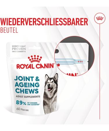 Royal Canin Joint & Ageing Chews | Pack of 3 | 3 x 240 g | Snacks for Adult Dogs of All Sizes & Breeds | In Resealable Bag | Developing with Veterinarians | With Green-Lipped Mud - Buy Online on GoSupps.com