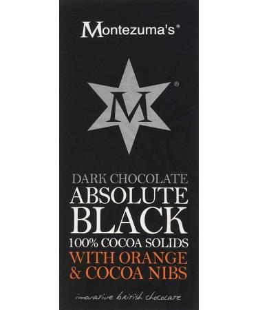 Montezuma's Absolute Black Lot of 6 100% cocoa plumes and orange bars 90 g