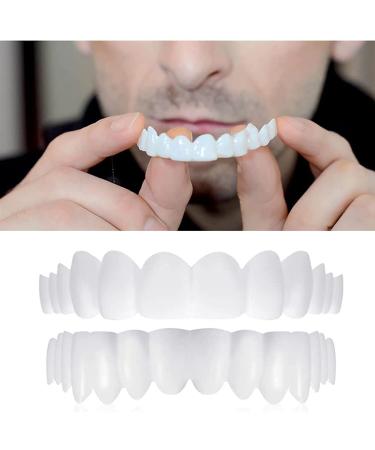 Brigtviee teeth veneers snap on veneers 2 pairs upper and lower teeth veneers instant veneers dentures fake teeth smile teeth top fake teeth for men and women