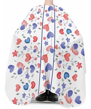 Shop Independence Day Barber Cape | Adjustable Hair Cutting Cape for Men Women & Kids - Red Blue Love Heart & Stars Design - Buy Online on GoSupps.com