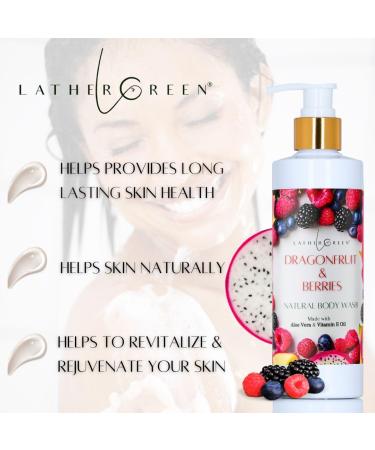 Lather Green - Natural Dragonfruit Berries Body Wash Nourishing & Refreshing Hydrating Cleanser for Smooth Soft Skin - Buy Online on GoSupps.com