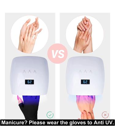 UV Gloves for Gel Nails - UPF50+ High-tech UV Protection Gloves for Manicures Anti UVA&UVB UV Nail Gloves for Nail Lamp Skin Care Fingerless Gloves Protect Hands from UV Harm (Black) - Buy Online on GoSupps.com