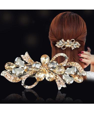 fdsmall Small Hair Barrettes Clips Flower Bow Design Crystal Diamond Hairpin Hair Accessories Hair Clips - Champagne - Buy Online on GoSupps.com