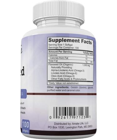 Organic Flaxseed Oil Softgels 1000mg with Omega 3 6 9 for Cardiovascular Health - Made in USA - 100 Capsules - Buy Online on GoSupps.com