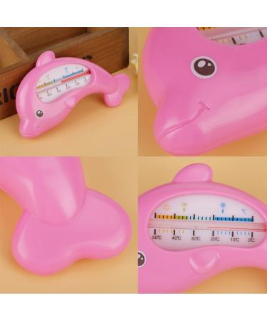 Cute Dolphin Bath Thermometer for Baby - Water Safety Measurement & Indoor Temperature (Rose Red Dolphin - Buy Online on GoSupps.com