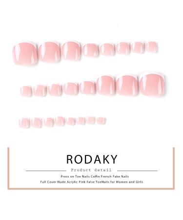 RODAKY 24PCS French Press On Toenails - Short Square Full Cover Glue On False Toe Nails for Women and Girls (Pink French) - Buy Online on GoSupps.com