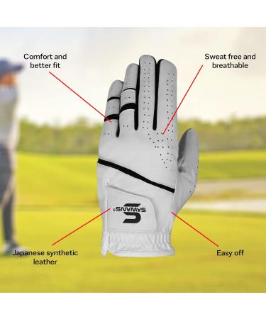 Buy Sawans Premium Golf Gloves for Men - Durable Leather All-Weather Non-Slip Flexible - Left & Right Hand - XL Size - Buy Online on GoSupps.com