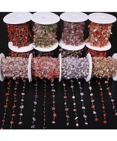 Handmade Pearl Necklace in 50/100 cm | Natural Gravel Stone & Silver Stainless Steel | Unique Jewelry Accessories - 22 Red Watermelon 6 1/8 Size - Buy Online on GoSupps.com