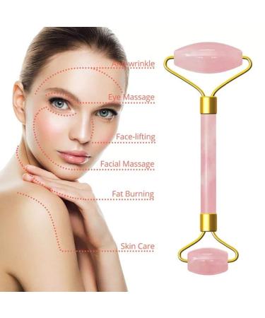 Buy Pink Jade Roller & Rose Quartz Facial Roller - Anti-Aging Beauty Tool for Wrinkles & Puffiness Treatment - Buy Online on GoSupps.com