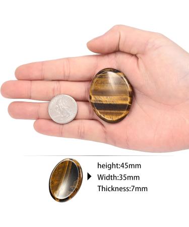 Nupuyai Green Aventurine & Tiger's Eye Oval Worry Stone Set - 2pcs Energy Crystal for Anxiety Relief - 45x35mm - Buy Online on GoSupps.com