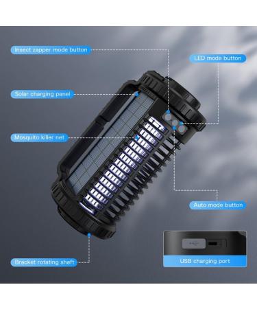 Solar Bug Zapper for Outdoor Indoor 4200V UV Mosquito Killer Lamp Waterproof Electronic Mosquito Zapper Fly Catcher Traps Fly Zapper Insect Killer Mosquito Trap for Kitchen Balcony Patio Camping - Buy Online on GoSupps.com