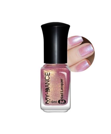Nail Varnish Pink Nail Polish Pearl Gloss Nail Polish Pearlescent Glitter Nail Lacquer - Quick Drying & Long Lasting Holographic Nail Paint for Women Girl Manicure Nail Art BK005