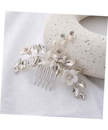 Wedding Hair Accessories Hair Toppers Rhinestone Hair Comb Flower Hair Side Comb Decorative Hair Side Comb Headgear Decorate Wedding Dress Crystal Bride White Soft Pottery Flower - Buy Online on GoSupps.com