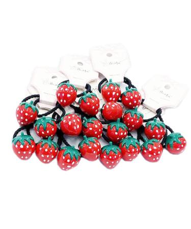 Yuanxue Elastic Hair Ties Set - 20Pcs Cute Cartoon Strawberry Hair Bands for Girls - Buy Online on GoSupps.com