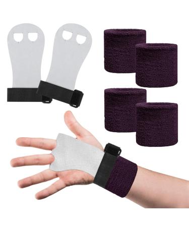 Hioqfr 2 pairs of stretching ridges gymnastics 2 fingers gymnastics handles with 2 pairs of Wrist bands Reck gloves pull up grips hand grips gymnastics handle cross training gloves fitness grip pads sport sport