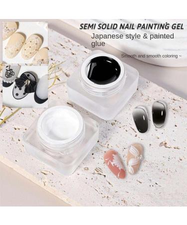 Long Lasting Saturated White Black Semi Solid Drawing Nail Painting Gel UV Nail Art Polish Manicure Rubbing Gel Nail Art Tools - (Color: White) - Buy Online on GoSupps.com