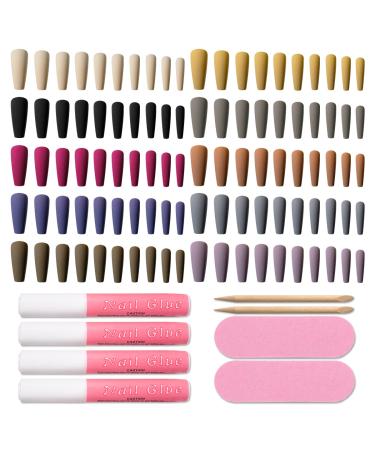 ROSALIND 500PCS Matte Press on Nails Set - 10 Colors Medium Long Fake Nails with Glue for Women and Girls - Buy Online on GoSupps.com