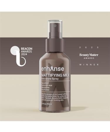 ENHANSE Mattifying Milk Anti Shine Matte Spray for Men Hydrating Hyaluronic Acid Rice Powder RejuveNAD Liquid Powder to Blur Pores & Control Shine Clean Oily Skin 3.4 Fl Oz - Buy Online on GoSupps.com
