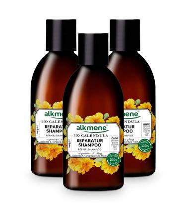 alkmene Organic Calendula Repair Shampoo - Shampoos for dry and damaged hair - Plant-based shampoo without silicone parabens mineral oils SLS and SLES - Shampoos (3x 250 ml)
