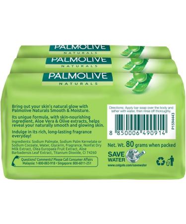 Buy Palmolive Naturals Smooth Moisture Bar Soap with Aloe & Olive Extracts - 9 Bars Pack (80g x 3) - International Shipping Available - Buy Online on GoSupps.com