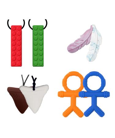 8-pack baby silicone kaubeißring necklace tough pendant for adults and small babies to wear soft sensory foster tools for autism ADHD and toothing children