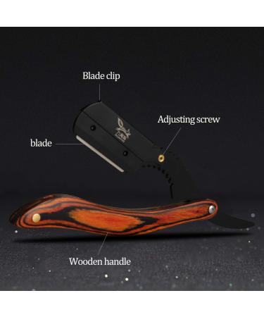 Redwood Handle Straight Edge Razor for Men - Professional Barber Shaving Razor with 10 Stainless Blades - SHLC - Buy Online on GoSupps.com