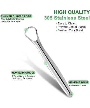 3-Piece Stainless Steel Tongue Scraper Set | Reusable Tongue Cleaner for Oral Hygiene & Fresh Breath | Durable Metal Tongue Care Tools - Buy Online on GoSupps.com