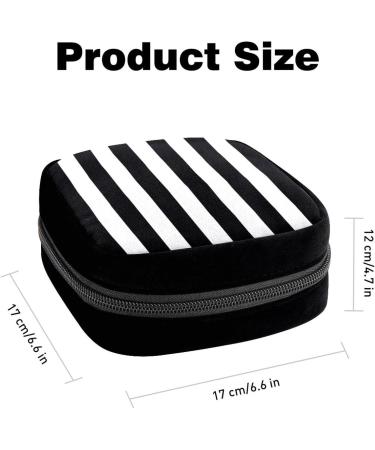 GIAPB Period Bag - Sanitary Napkin Storage & Makeup Pouch, Black & White Stripe Design - Buy Online on GoSupps.com