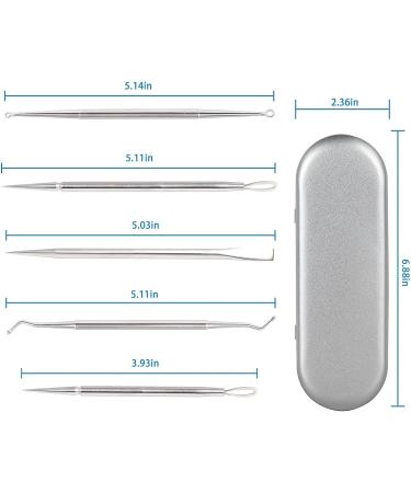Professional Blackhead and Whitehead Extractor Tool Kit - 5 Pcs/Set for Face and Nose - Stainless Steel Pimple Popper Set VT921A - Buy Online on GoSupps.com
