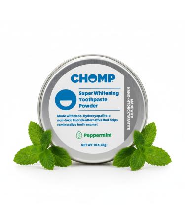 Chomp Nano Hydroxyapatite Toothpaste Powder Peppermint | Fluoride-Free Tooth Powder Plastic-Free Enamel-Friendly Oral Care